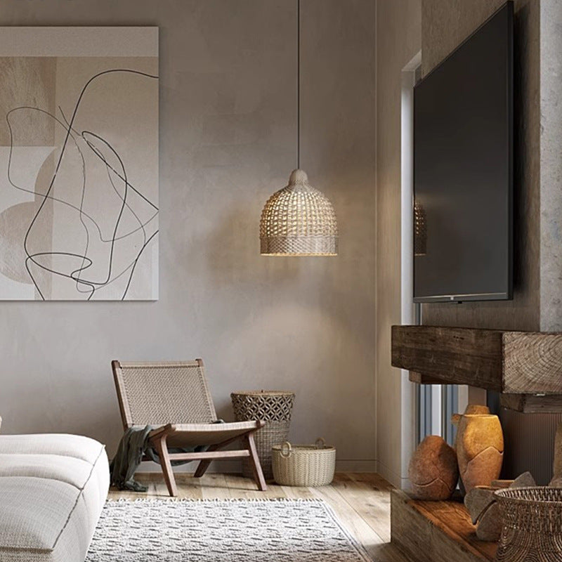 Muto Japanese Retro Basket Pendant Light Bamboo Guesthouse/Bedroom - Neutralighting