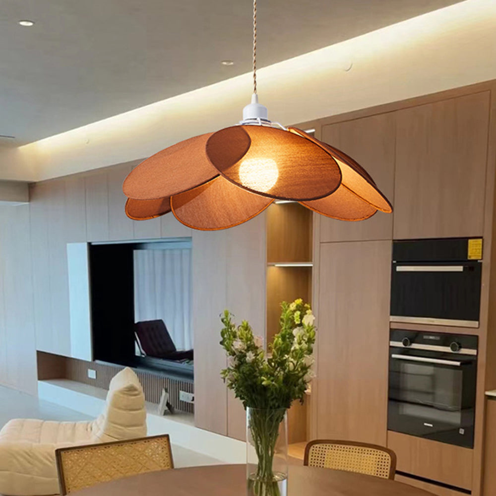 Ritta Minimalist Fabric Flower Pendant Light, Orange/Brown/Beige - Neutralighting