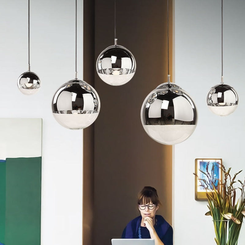Valentina Industrial Round Metal Glass Pendant Light Living Room - Neutralighting