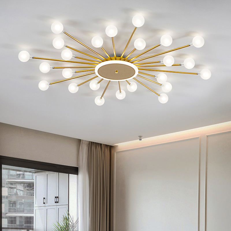 Arisha Nordic LED Flush Mount Ceiling Light Gold/Black Metal Living Room - Neutralighting