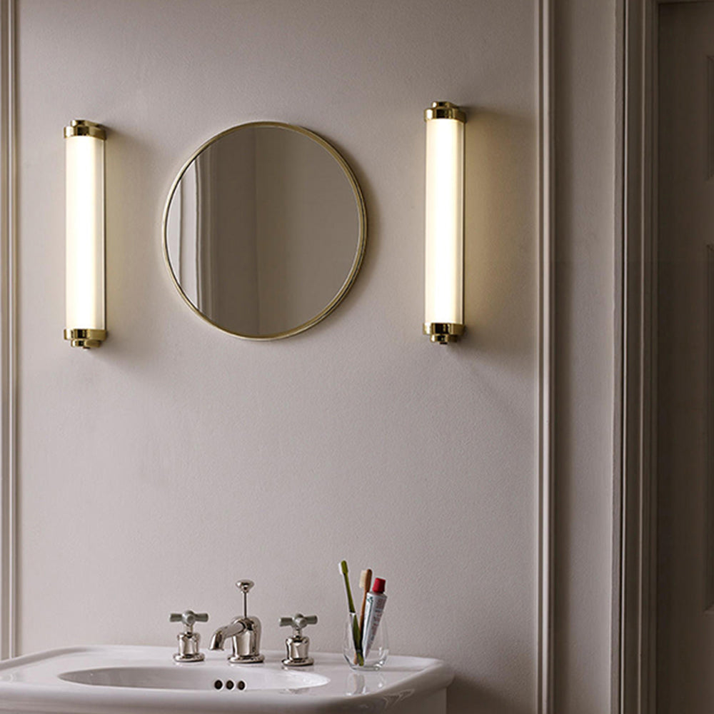 Ray Minimalist Cylindrical Metal Outdoor Wall Lamp, Black/Gold/Silver - Neutralighting