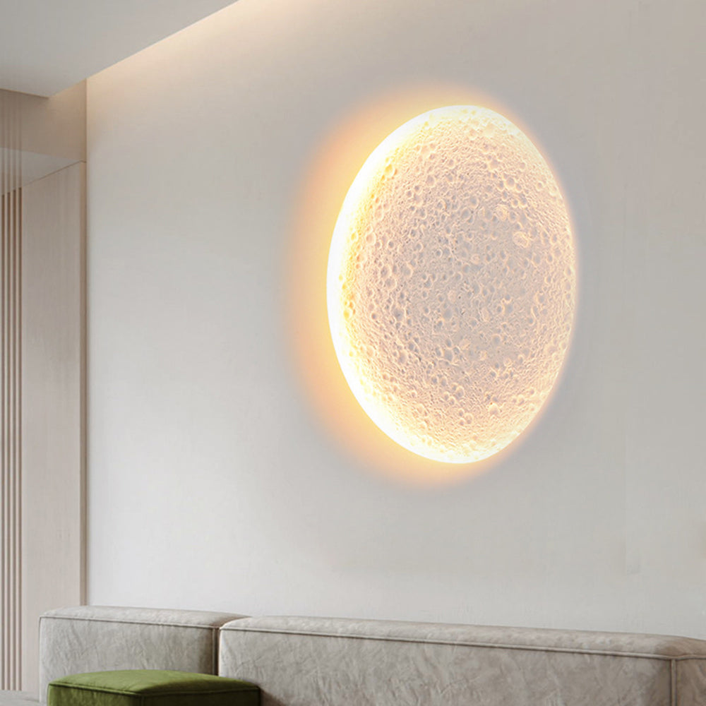 Aria Decorative Moon Metal/Gypsum Wall Lamp, White - Neutralighting