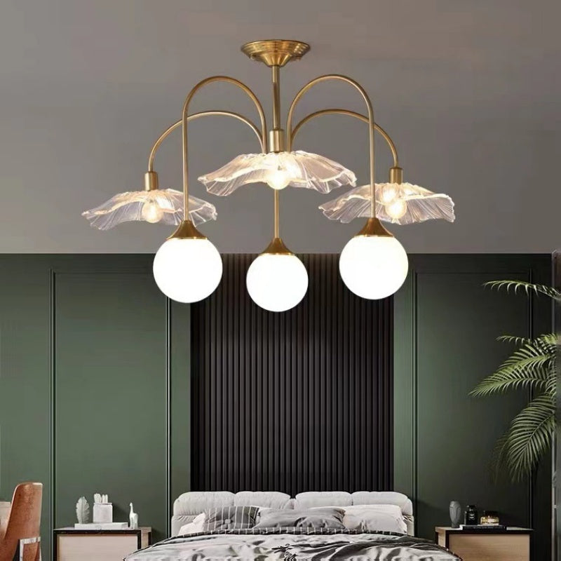 Valentina Nordic LED Chandelier Gold Glass Living/Dining Room/Bedroom - Neutralighting