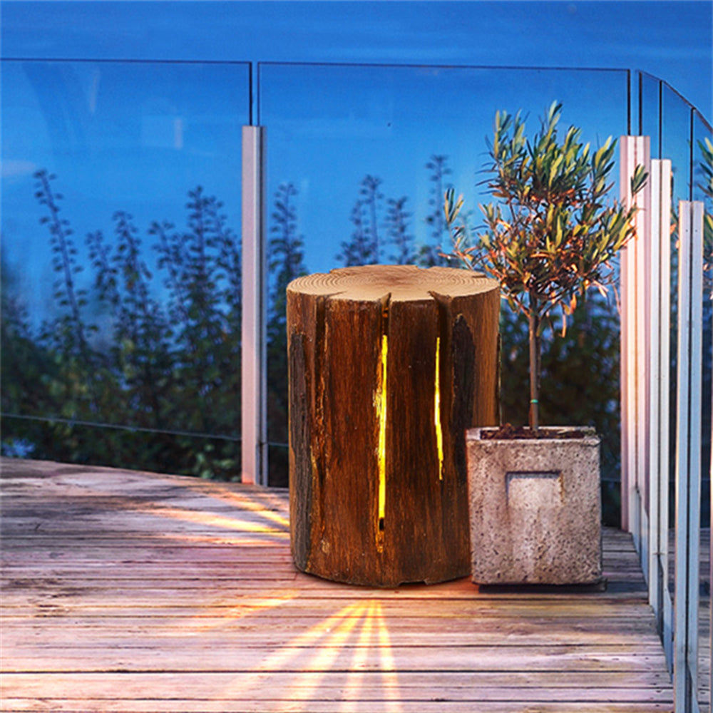 Ray Natural Column Wood Outdoor Floor Lamp Table - Neutralighting