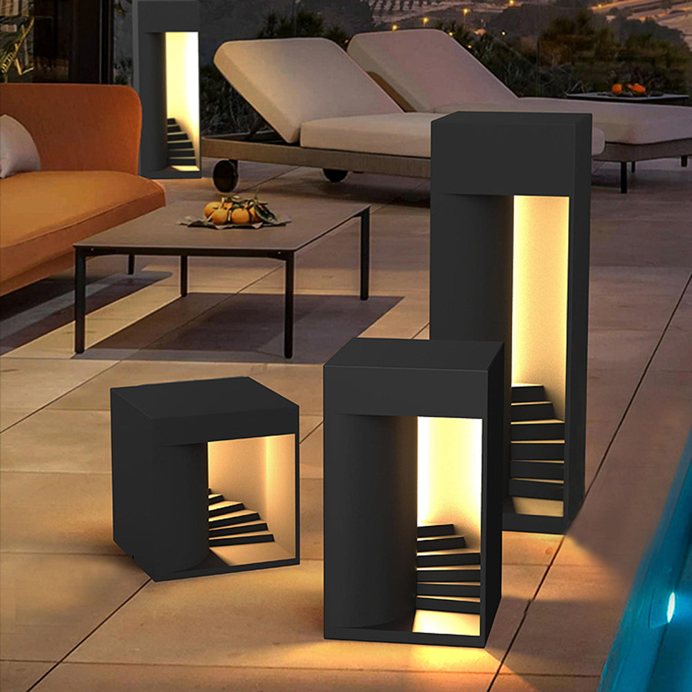 Ray Minimalist Waterproof Cuboid Rechargeable/Solar Lamp de Table, Black/White - Neutralighting
