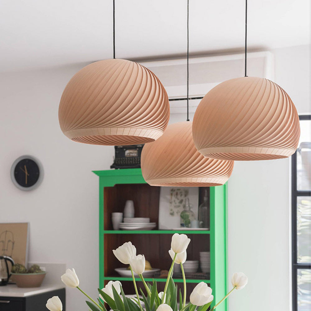 Muto Farmhouse Semi Metal Pendant Light, Brown/Wood - Neutralighting