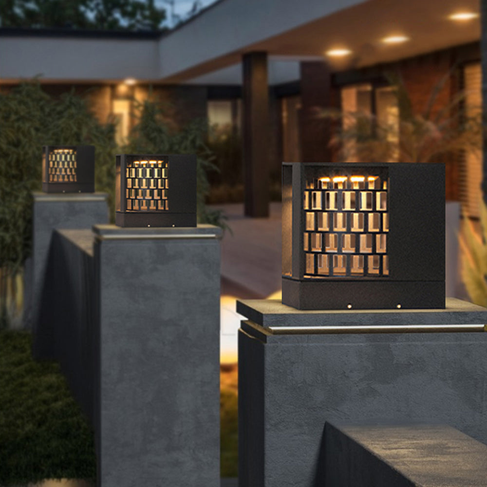 Ray Modern Pattern Metal Acrylic Outdoor Table Lamps, Black - Neutralighting