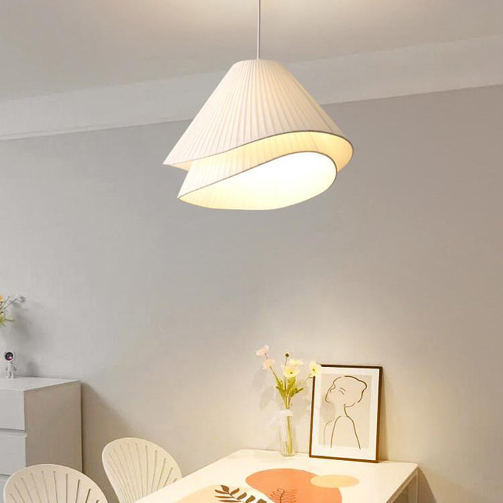 Ritta Minimalist Double Overlap Fabric LED Pendant Light, White - Neutralighting