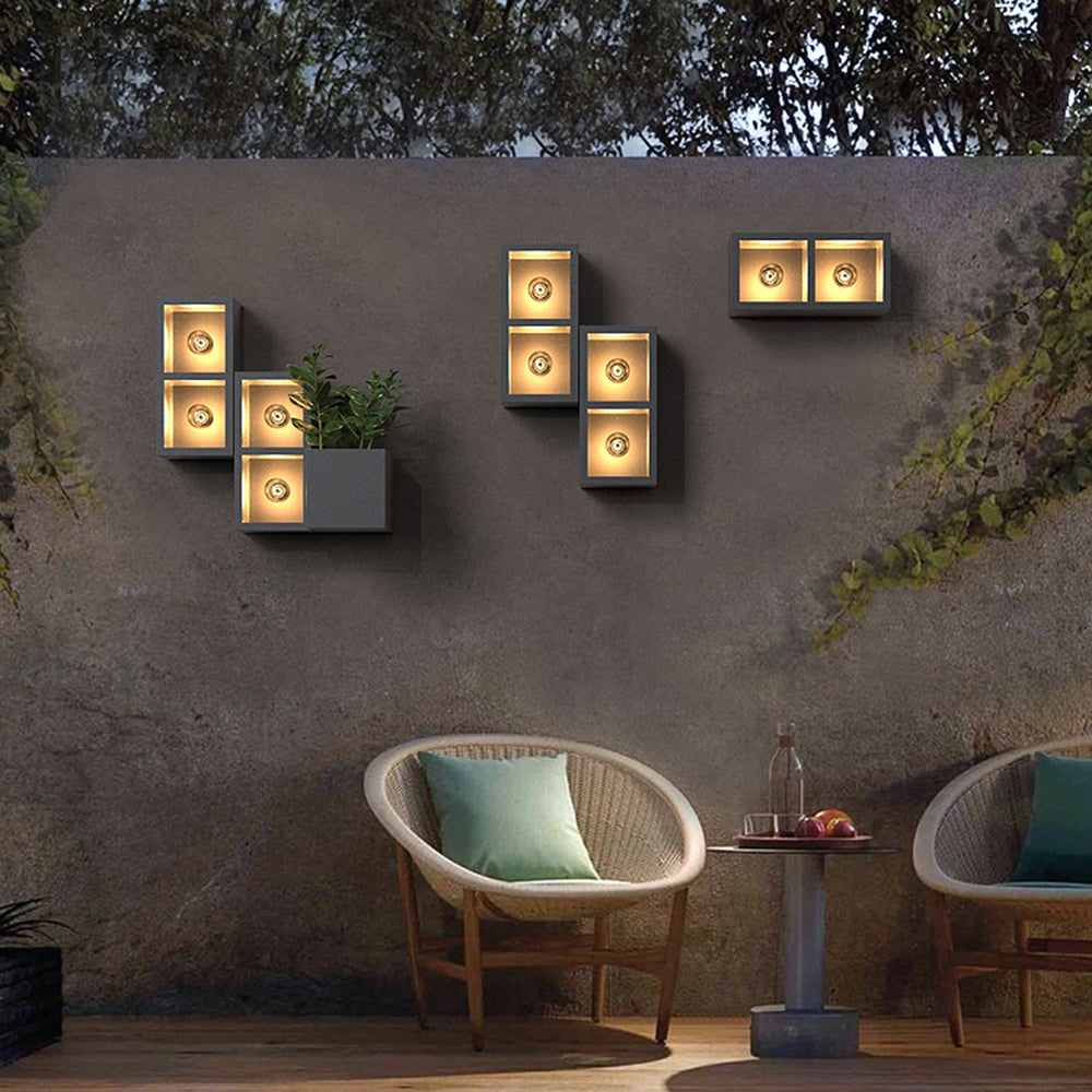 Ray Modern Cube Square Metal/Glass Outdoor Wall Lamp, Black - Neutralighting