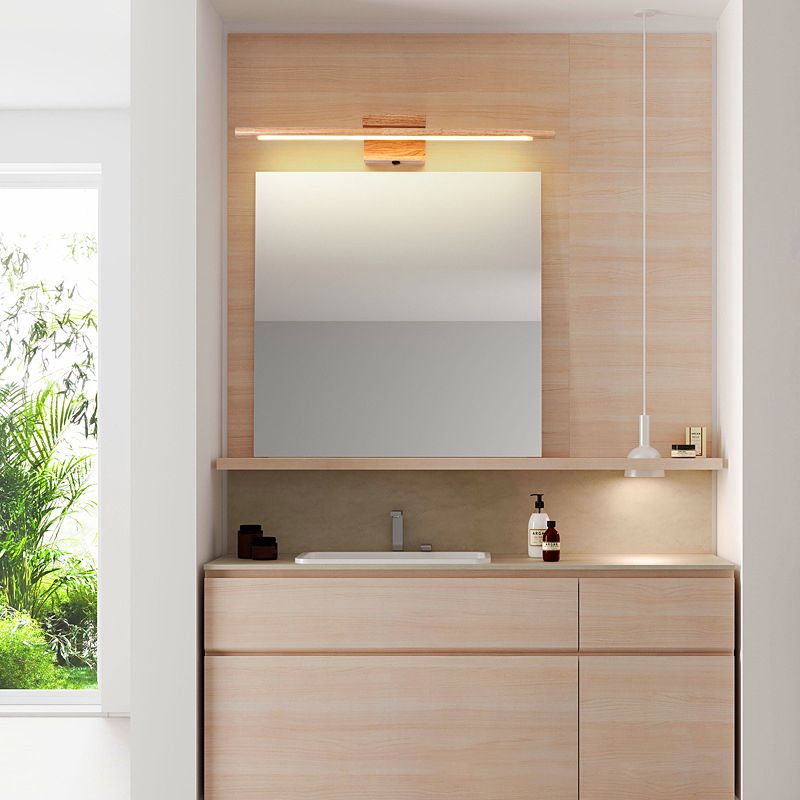 Muto Nature Wood Linear Mirror Front Vanity Wall Lamp - Neutralighting