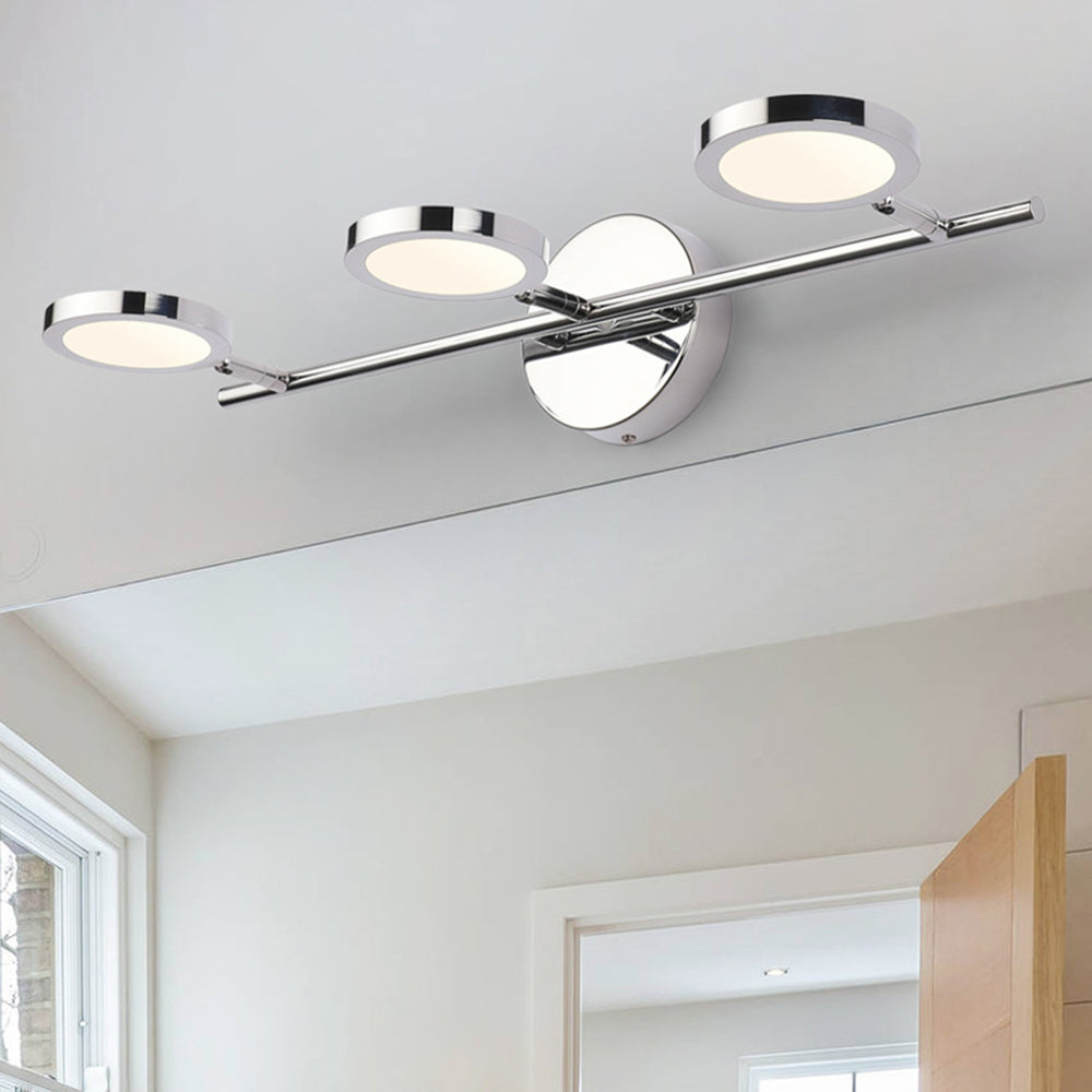 Arisha Modern Arc Wall Lamp, Silver, Metal/Acrylic, Front Mirror Vanity - Neutralighting