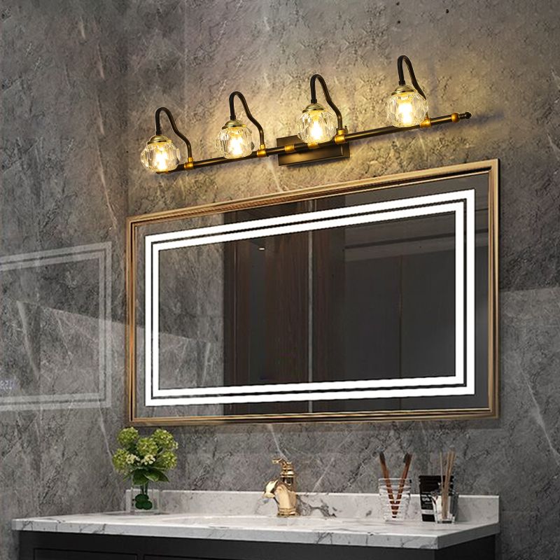 Kristy Vintage Crystal Globe Vanity Wall Lamp, Black, Bathroom - Neutralighting