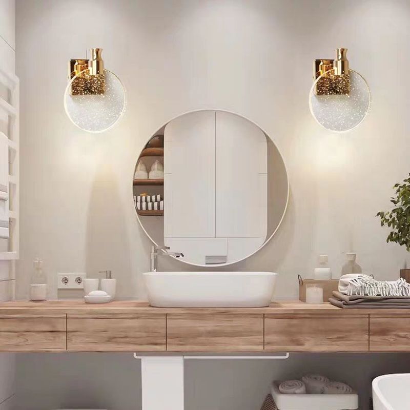 Kristy Modern Round Crystal Vanity Wall Lamp, Gold/Chrome - Neutralighting