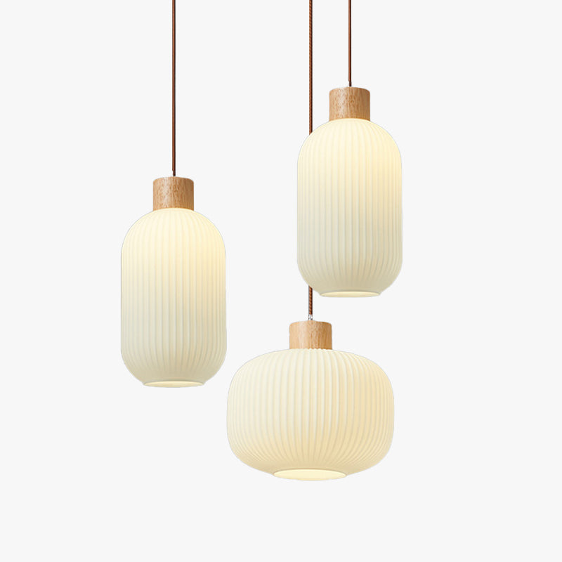 Muto Modern Wood/Glass Pendant Light, White - Neutralighting