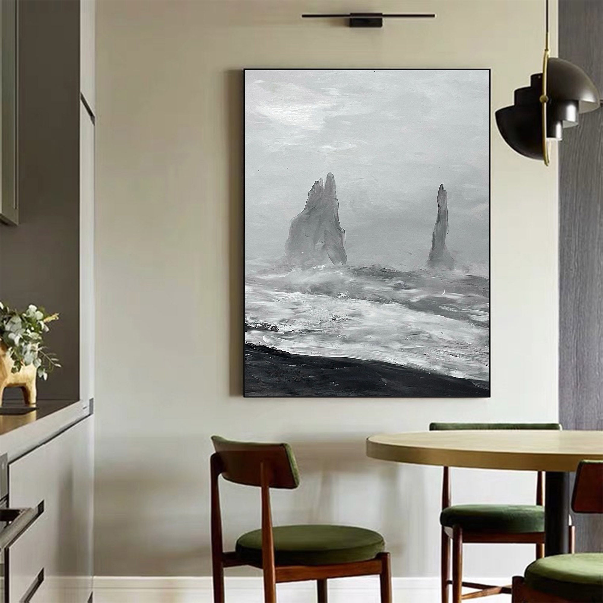 Black And White Seascape Painting ABSV23 - Neutralighting
