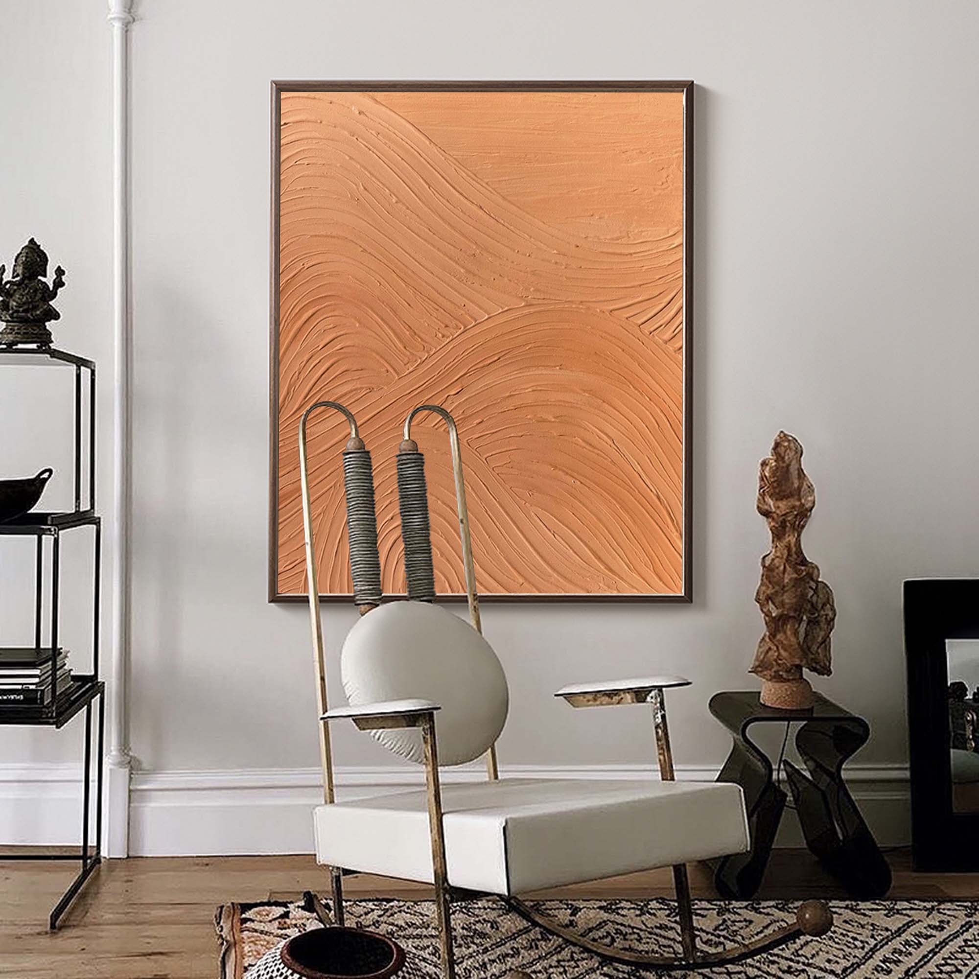 Terracotta Wavy Textured Abstract Oil Painting