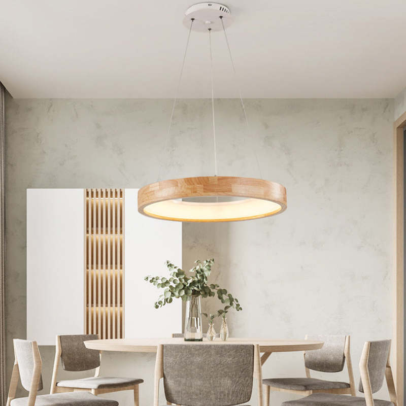 Muto Modern Ring Wood Pendant Light - Neutralighting