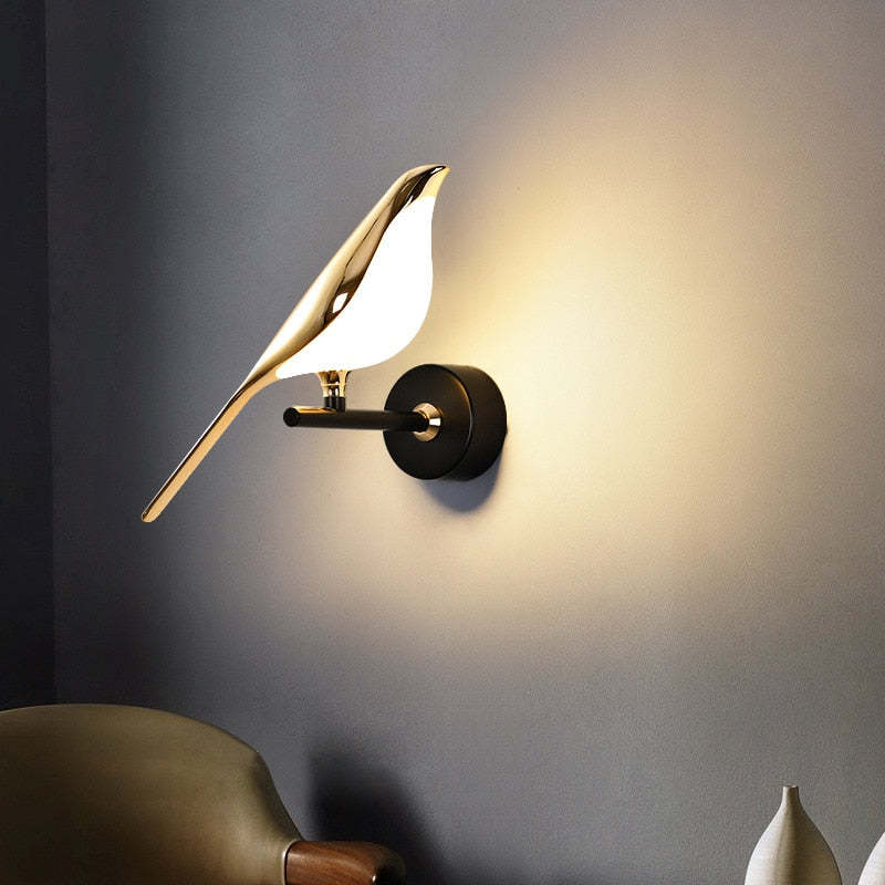 Arisha Minimalist Magpie Bird Metal Wall Lamp, Bedroom - Neutralighting