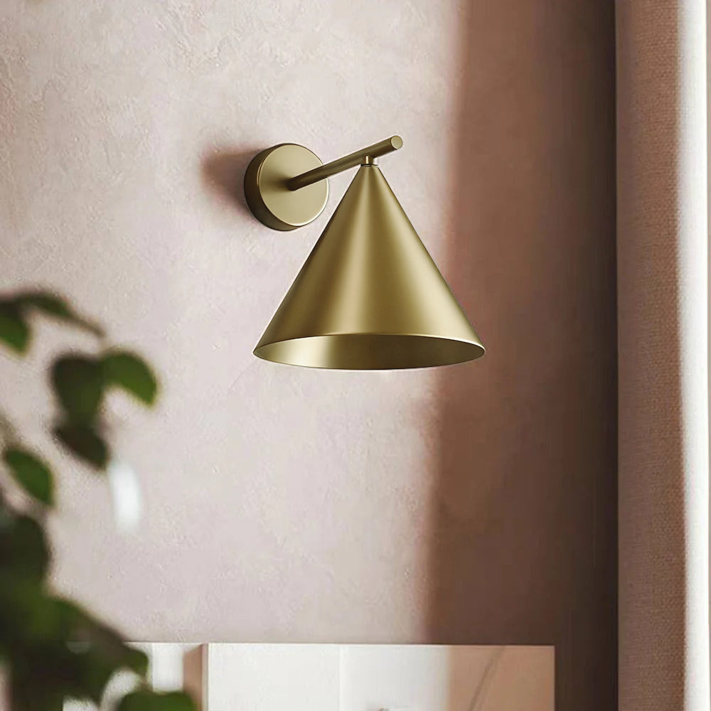 Ray Modern Minimalist Cone Metal Outdoor Waterproof Wall Lamp，Black/Gold