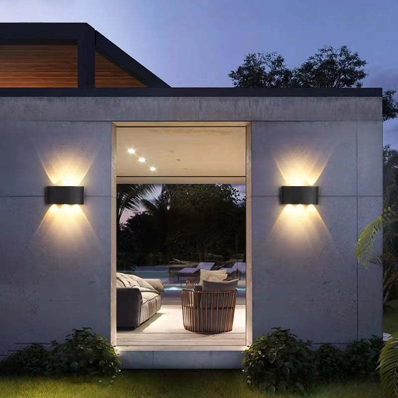 Tronix Modern Rectangular Metal Outdoor Wall Lamp, Black/White, Water-wave - Neutralighting