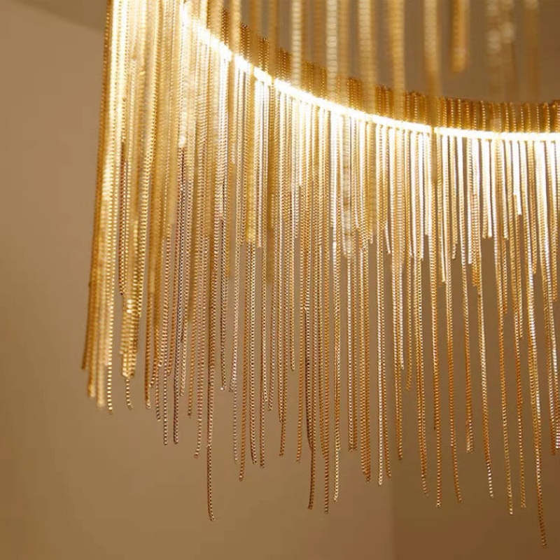 Arisha Tassel Chain Art Deco Pendant Light Silver/Gold Living Room/Hall - Neutralighting