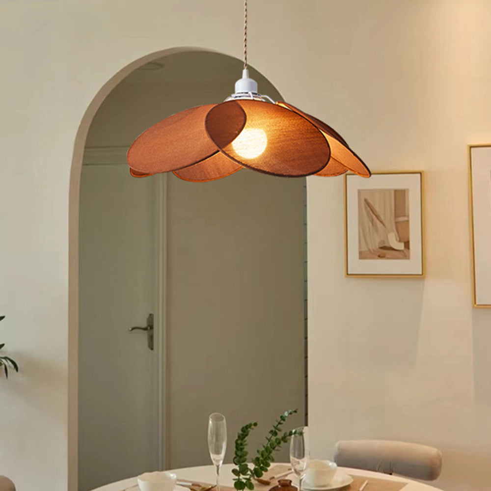 Ritta Minimalist Fabric Flower Pendant Light, Orange/Brown/Beige - Neutralighting