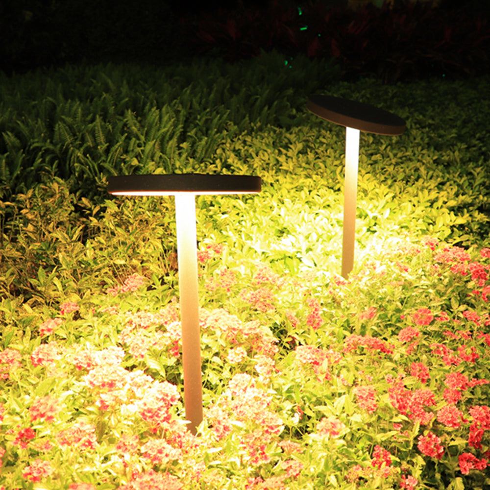 Pena Modern Metal Disc Solar Outdoor Bollard Light, Black - Neutralighting