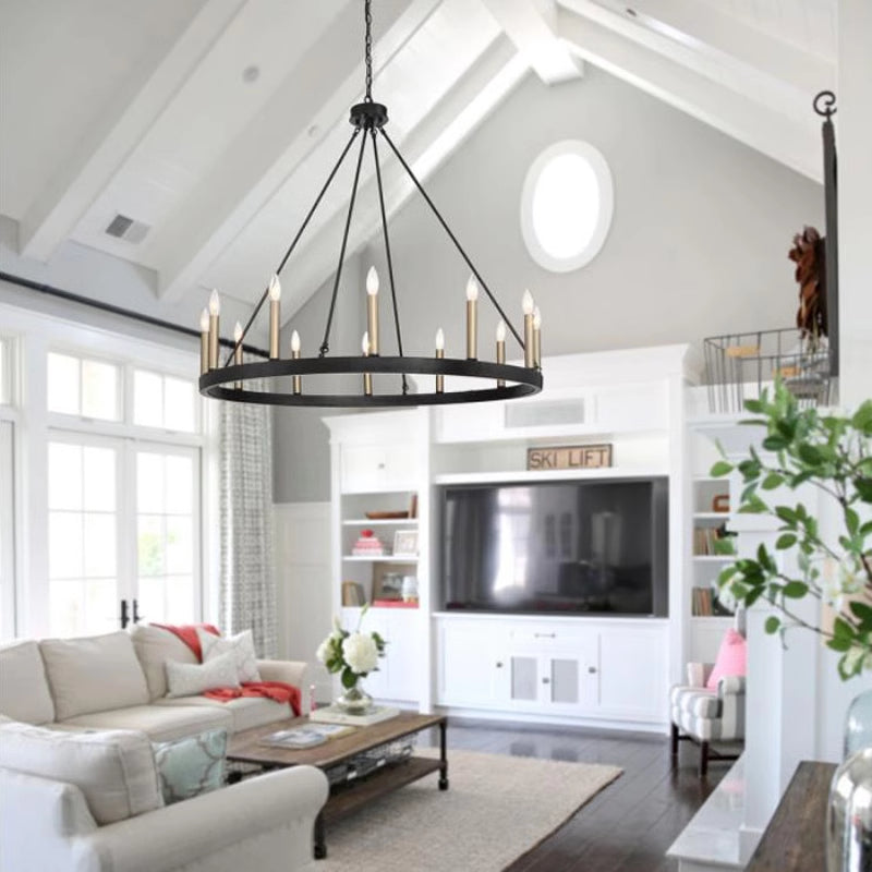 Silva Modern Industrial LED Chandelier Black Metal Living Room