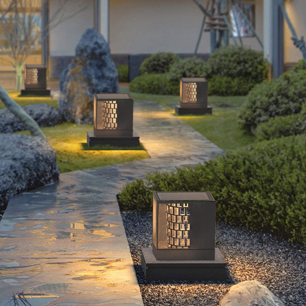 Ray Modern Pattern Metal Acrylic Outdoor Table Lamps, Black - Neutralighting