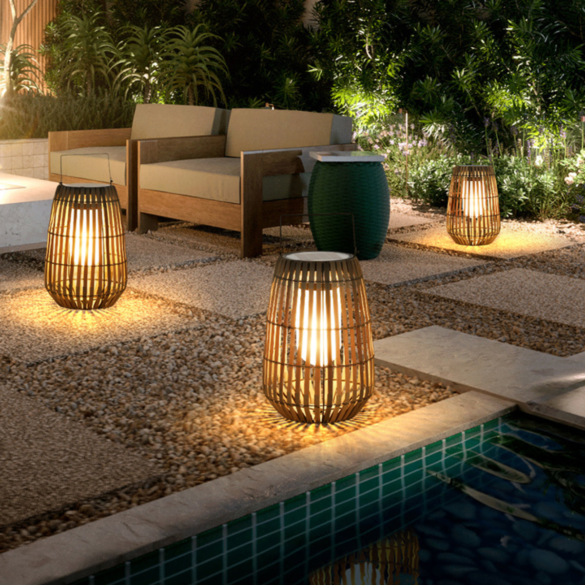 Ray Outdoor Floor Lamp, Hardwired & Solar Cage - Neutralighting