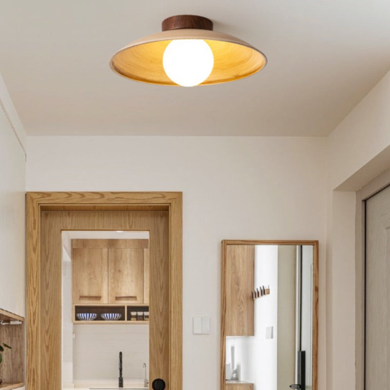 Muto Vintage Flush Mount Ceiling Light Wood/Metal/Glass Bar/Hotel - Neutralighting