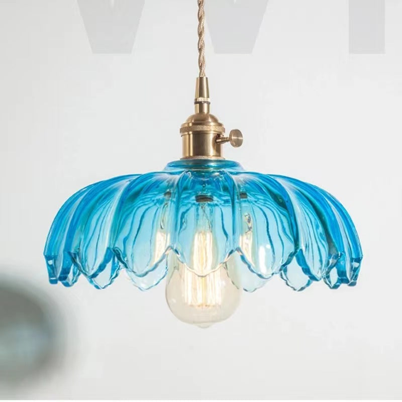 Valentina Retro LED Pendant Light Colourful Glass/Metal Flower Dining Room - Neutralighting