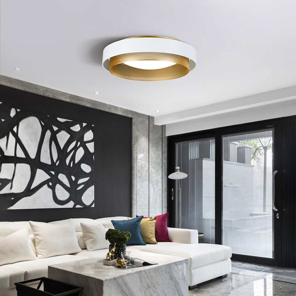 Arisha Modern Ring Metal/Acrylic Flush Mount Ceiling Light, White/Black - Neutralighting