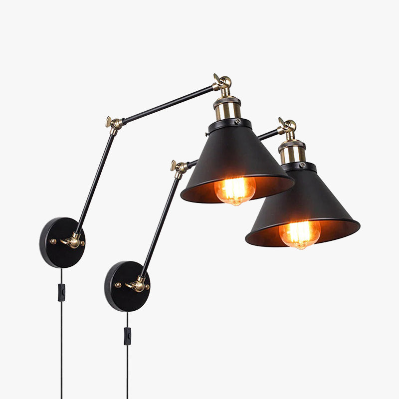 Epoch Retro Wall Lamp with Swing Arm, Metal, Black & Gold - Neutralighting