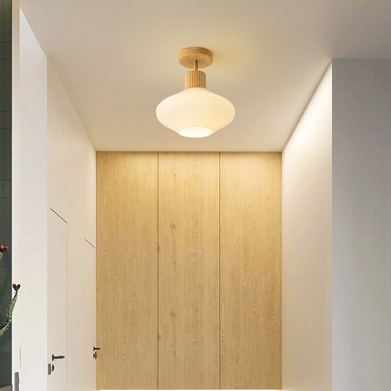 Arisha Minimalist Flush Mount Ceiling Light Wood/Walnut Hallway - Neutralighting