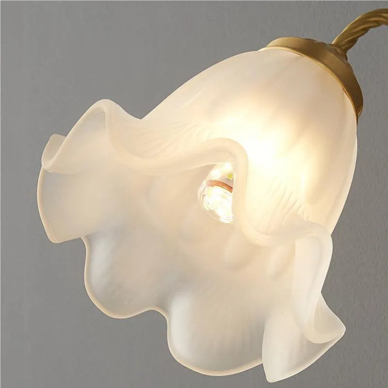 Arisha Retro LED Indoor Wall Lamp Gold Glass Flower-shaped Design Bedroom - Neutralighting