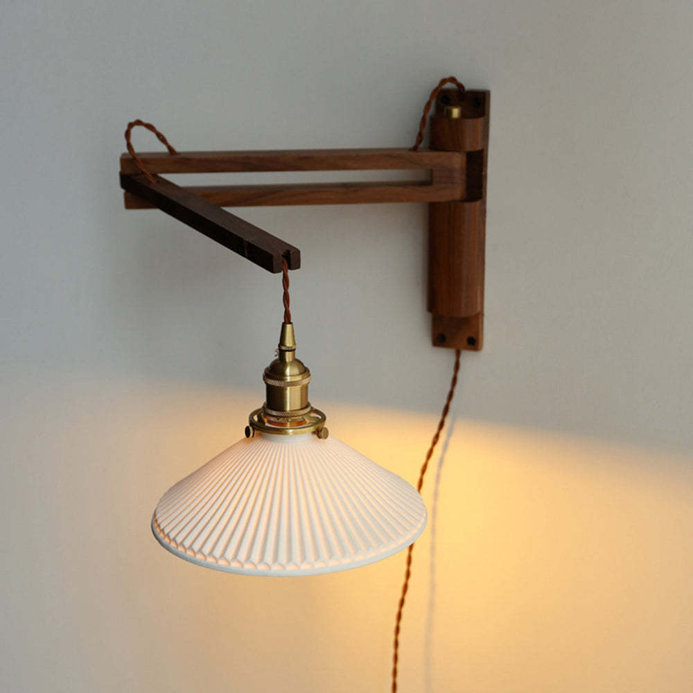 Muto Vintage Dome Ceramic/Wood Wall Lamp, Walnut/Wood/Clear - Neutralighting