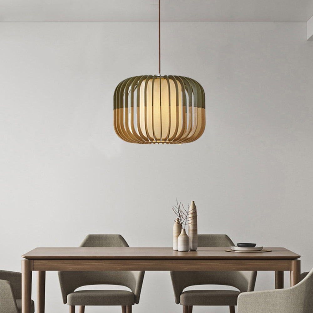 Muto Modern Birdcage Wood Pendant Light - Neutralighting