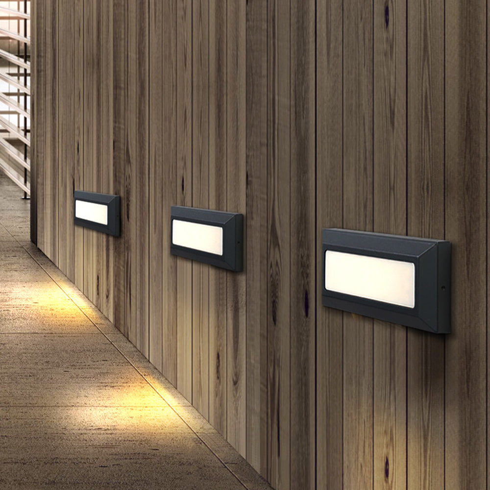 Ray Modern Metal Rectangular Outdoor Deck/Step Light, Black - Neutralighting