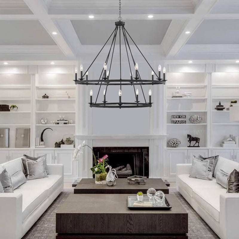Silva Modern Candles Chandelier Black Metal Living Room/Bedroom - Neutralighting
