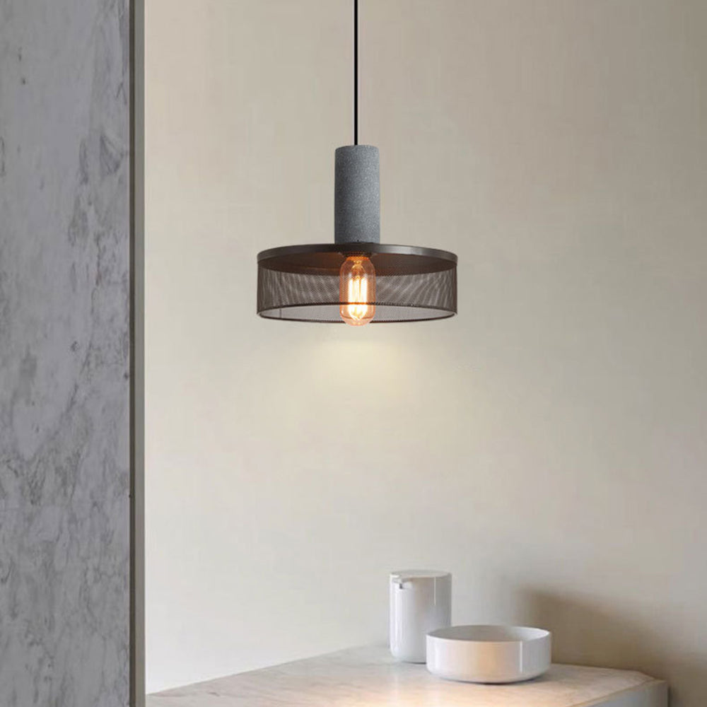 Xenith Industrial Cylindrical Pendant Light, Cement/Metal - Neutralighting