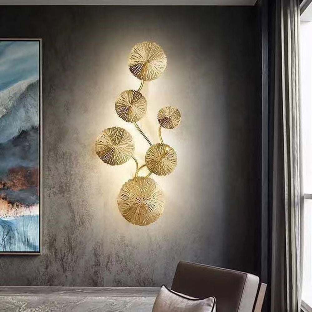 Arisha Modern Metal Round Lotus Leaf Wall Lamp, Gold - Neutralighting