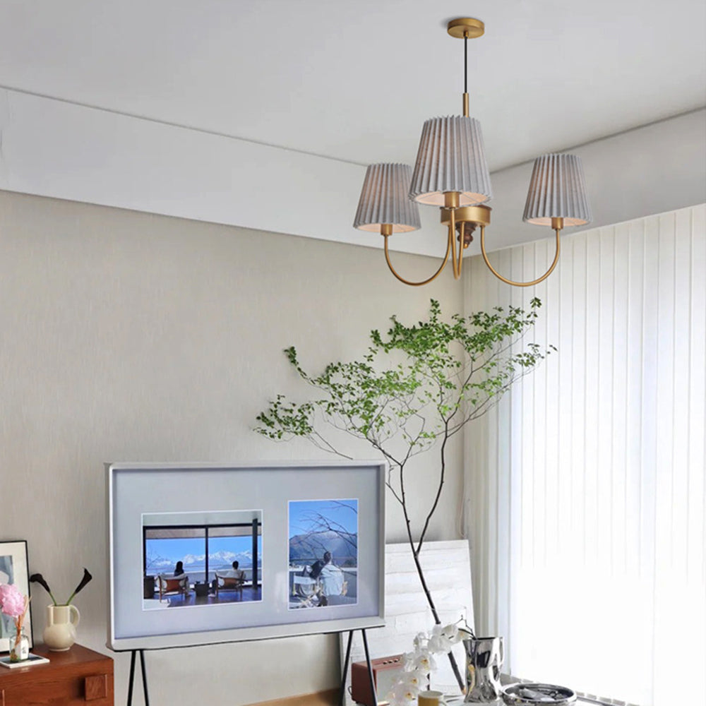 Silva Modern Retro Fabric Chandelier, White/Green - Neutralighting