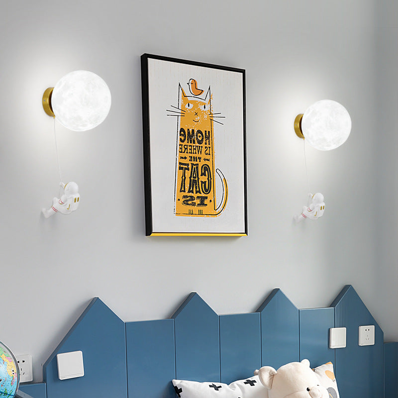 Aria Modern Moon LED Indoor Wall Lamp White Resin Kid's Room - Neutralighting