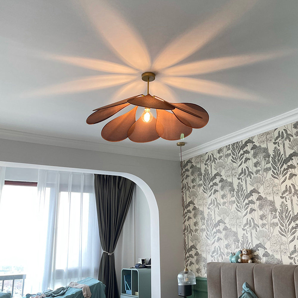 Ritta Pendant Light Vintage Rustic Wabi Sabi, Fabric, White/Brown - Neutralighting