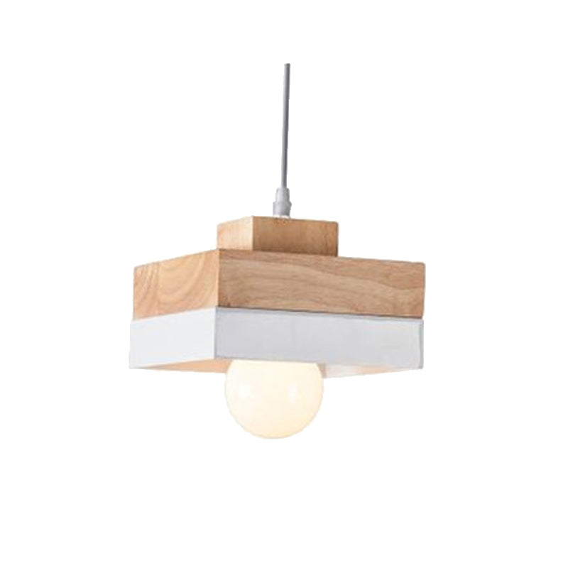 Aria Minimalist Black & White Wood Geometric Pendant Light - Neutralighting