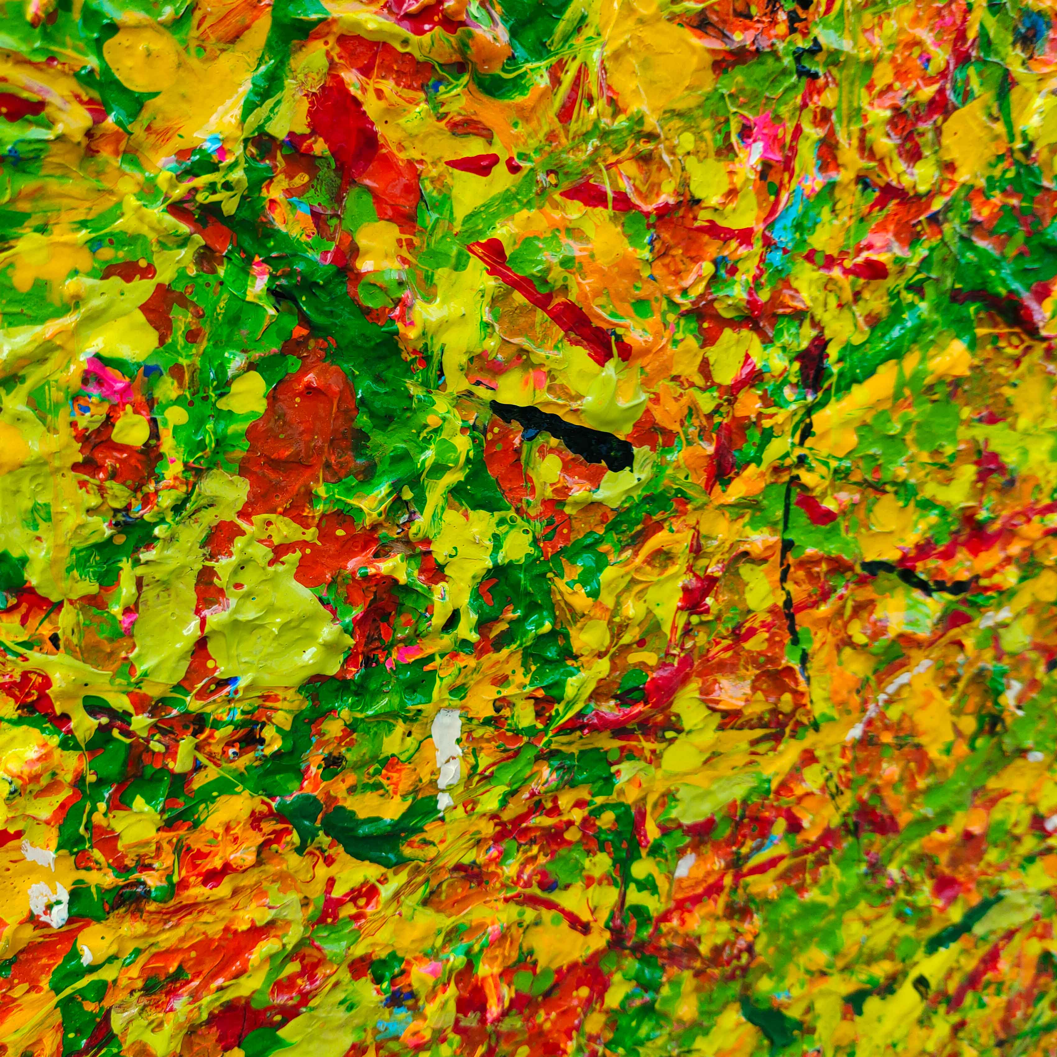 Yellow Green Textured Abstract Square Art