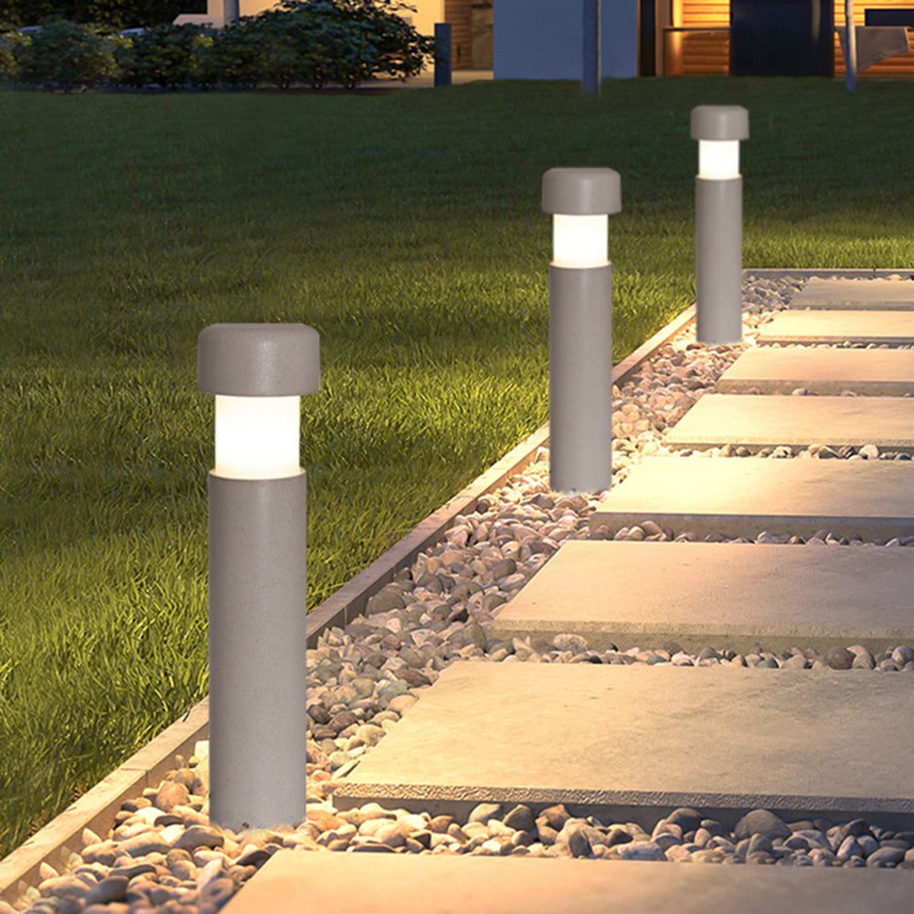 Ray Modern Metal Cylindrical Outdoor Path Light, Grey - Neutralighting