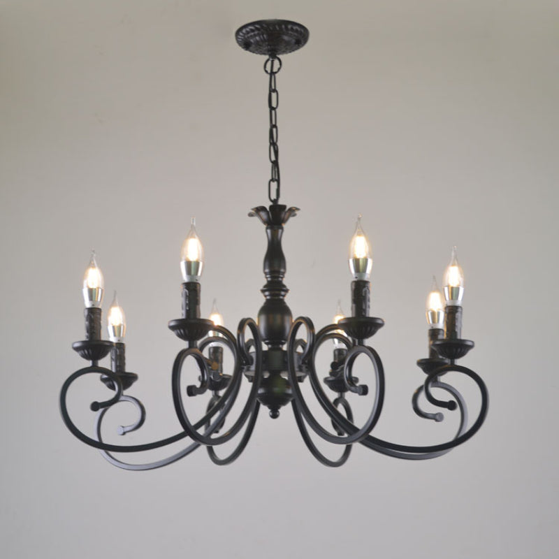 Silva Creative Retro Candle Chandelier Black Metal Bedroom - Neutralighting