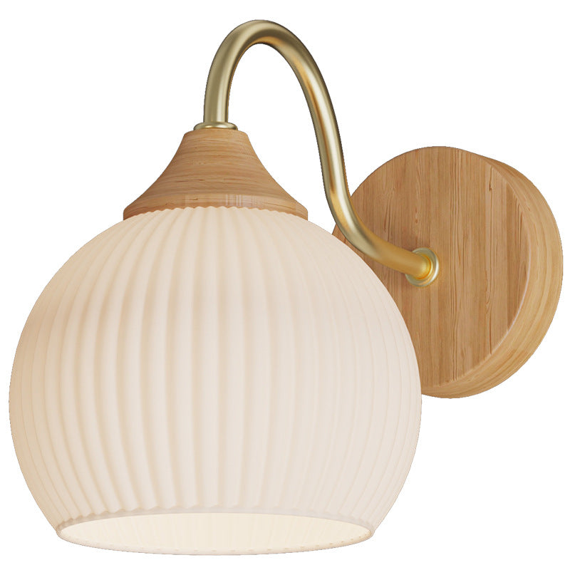Muto Nordic Minimalist Indoor Wall Lamp Glass Wood Bedroom Balcony - Neutralighting